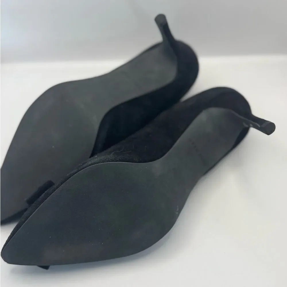 Cole Haan Signature Women’s Size 8 Ina Bow Pumps Black‎ Suede Pointed Toe